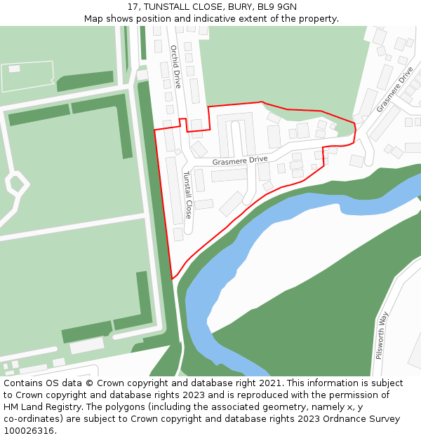 17, TUNSTALL CLOSE, BURY, BL9 9GN: Location map and indicative extent of plot