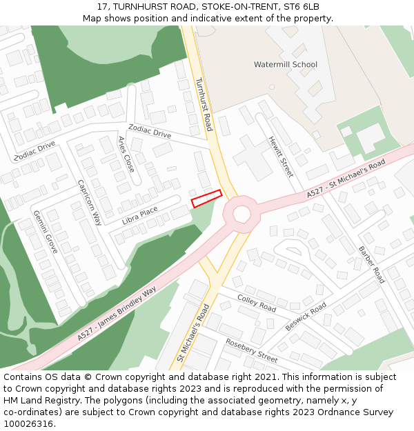 17, TURNHURST ROAD, STOKE-ON-TRENT, ST6 6LB: Location map and indicative extent of plot