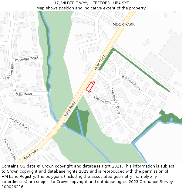 17, VILBERIE WAY, HEREFORD, HR4 9XE: Location map and indicative extent of plot
