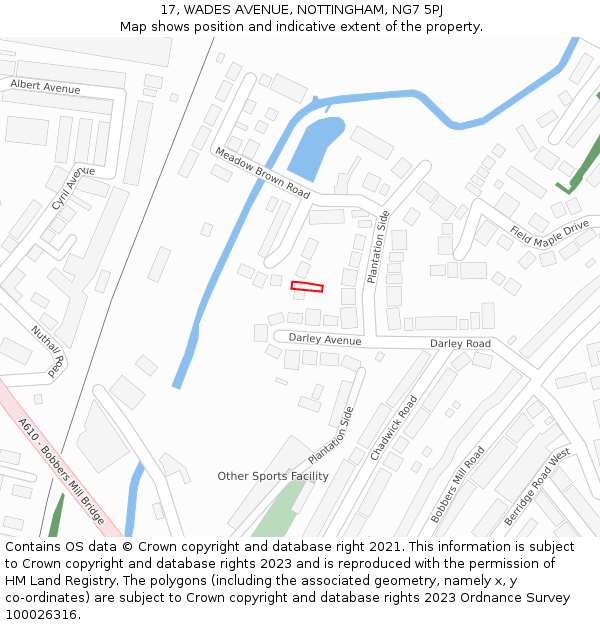 17, WADES AVENUE, NOTTINGHAM, NG7 5PJ: Location map and indicative extent of plot