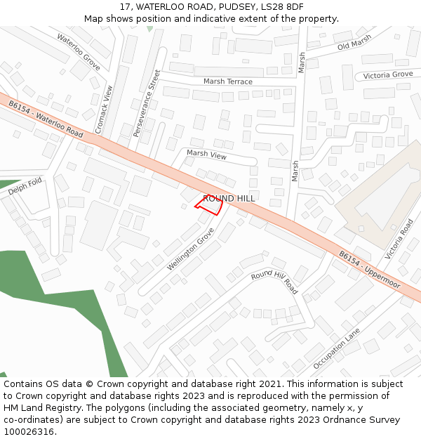 17, WATERLOO ROAD, PUDSEY, LS28 8DF: Location map and indicative extent of plot