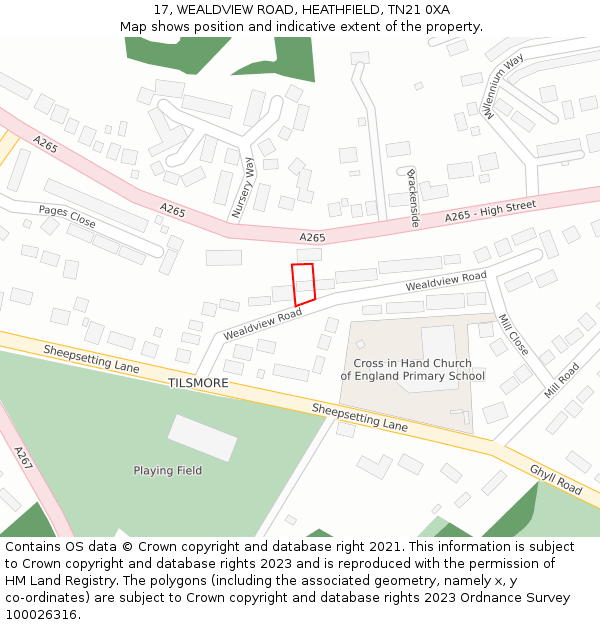 17, WEALDVIEW ROAD, HEATHFIELD, TN21 0XA: Location map and indicative extent of plot