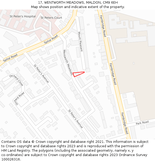 17, WENTWORTH MEADOWS, MALDON, CM9 6EH: Location map and indicative extent of plot
