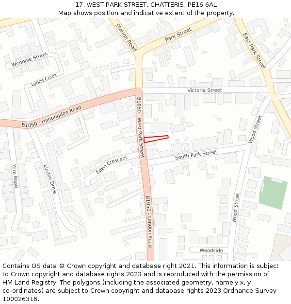 17, WEST PARK STREET, CHATTERIS, PE16 6AL: Location map and indicative extent of plot