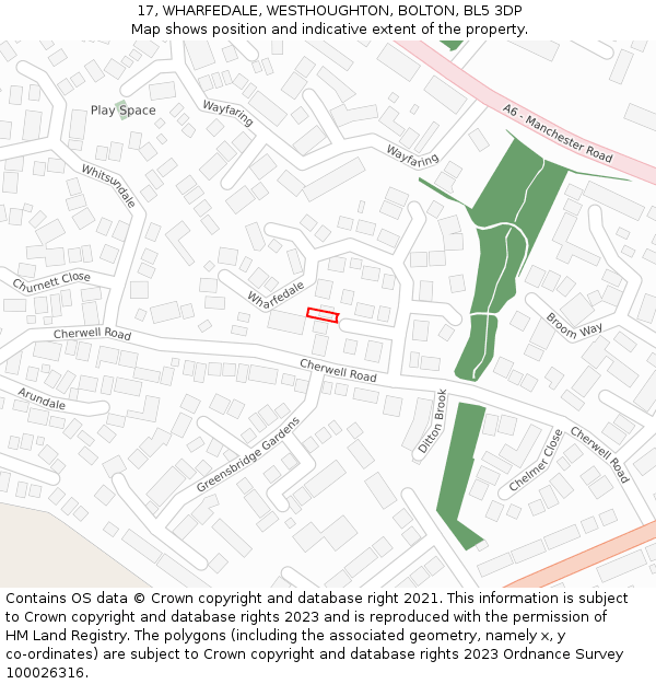 17, WHARFEDALE, WESTHOUGHTON, BOLTON, BL5 3DP: Location map and indicative extent of plot