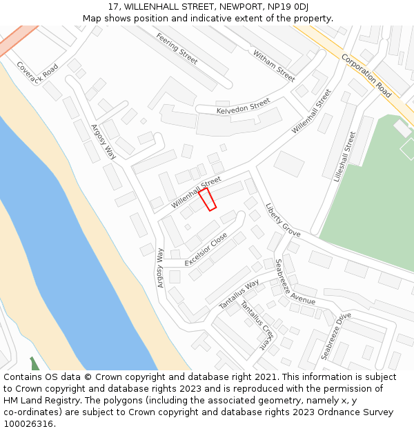 17, WILLENHALL STREET, NEWPORT, NP19 0DJ: Location map and indicative extent of plot