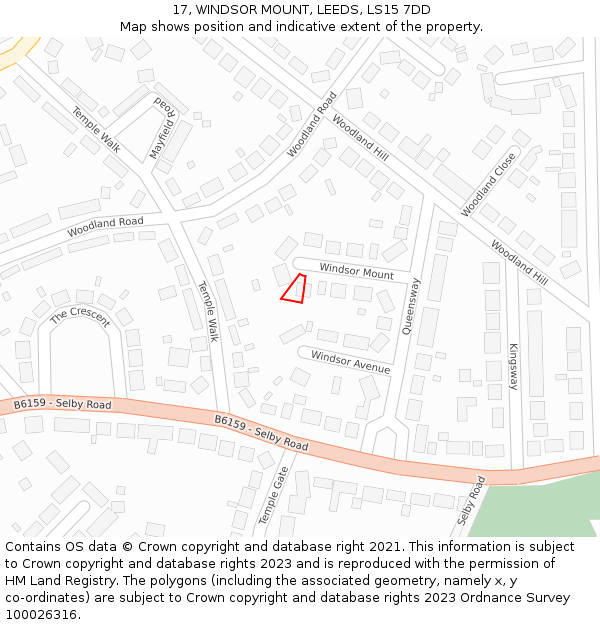 17, WINDSOR MOUNT, LEEDS, LS15 7DD: Location map and indicative extent of plot