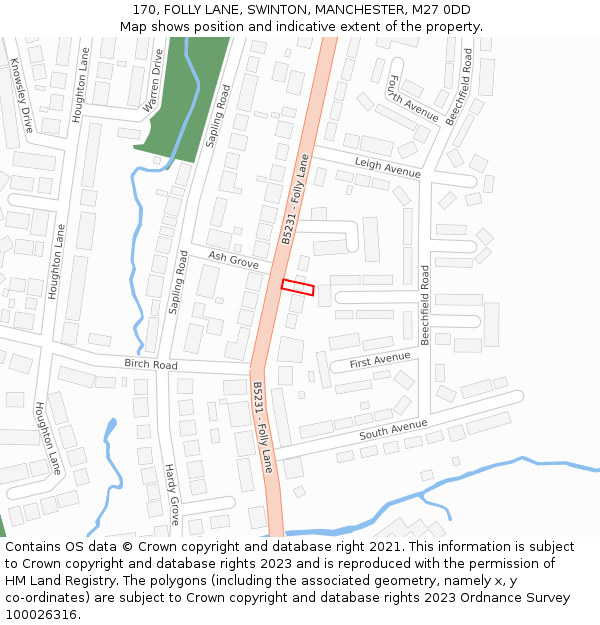 170, FOLLY LANE, SWINTON, MANCHESTER, M27 0DD: Location map and indicative extent of plot