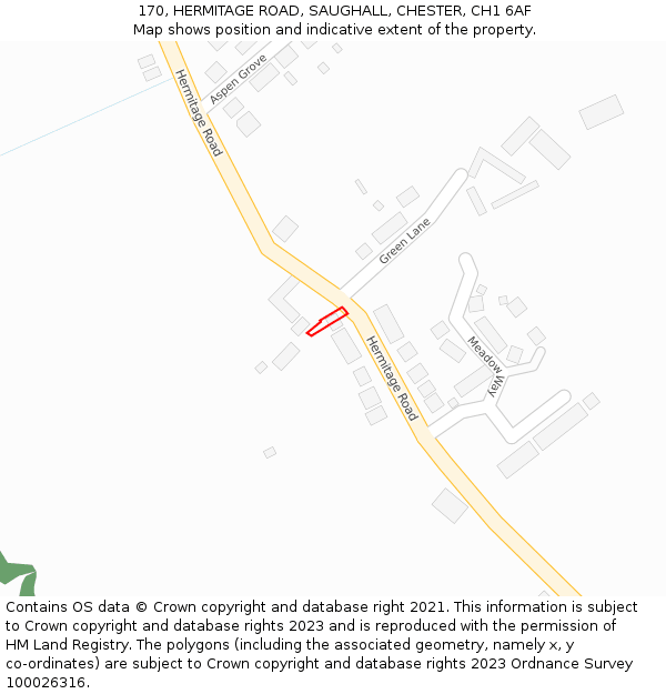 170, HERMITAGE ROAD, SAUGHALL, CHESTER, CH1 6AF: Location map and indicative extent of plot
