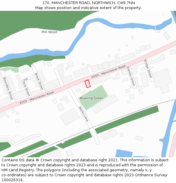 170, MANCHESTER ROAD, NORTHWICH, CW9 7NN: Location map and indicative extent of plot