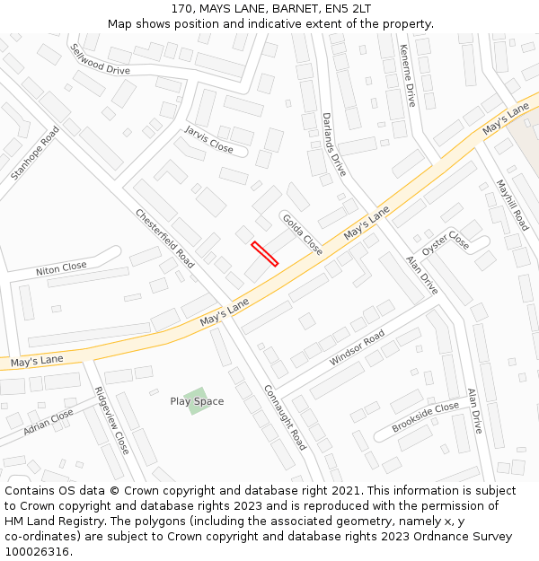 170, MAYS LANE, BARNET, EN5 2LT: Location map and indicative extent of plot