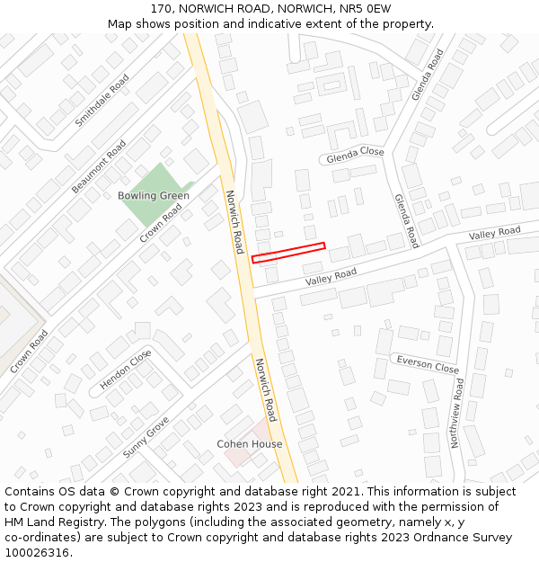 170, NORWICH ROAD, NORWICH, NR5 0EW: Location map and indicative extent of plot
