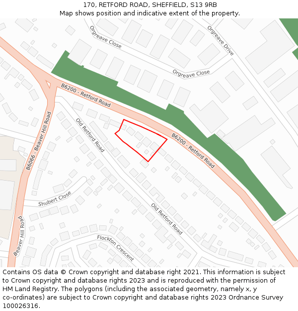 170, RETFORD ROAD, SHEFFIELD, S13 9RB: Location map and indicative extent of plot