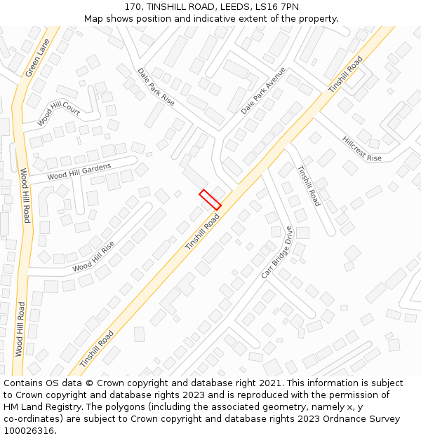 170, TINSHILL ROAD, LEEDS, LS16 7PN: Location map and indicative extent of plot