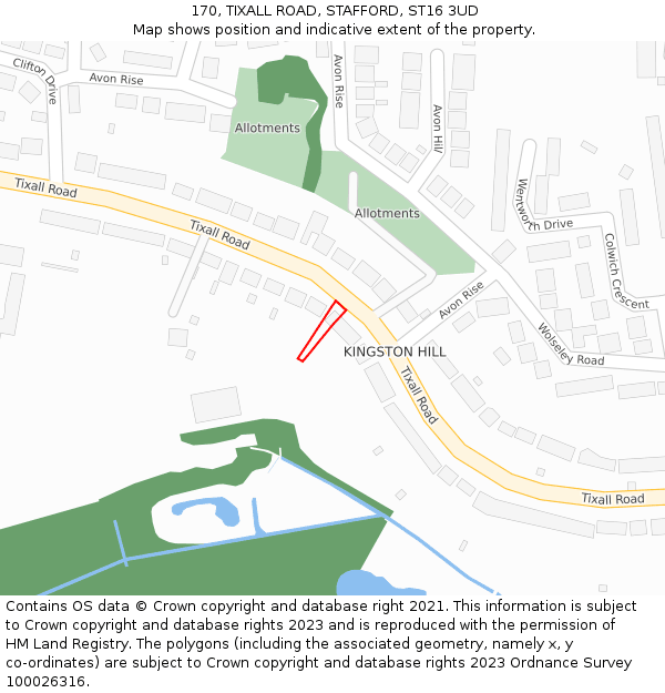 170, TIXALL ROAD, STAFFORD, ST16 3UD: Location map and indicative extent of plot