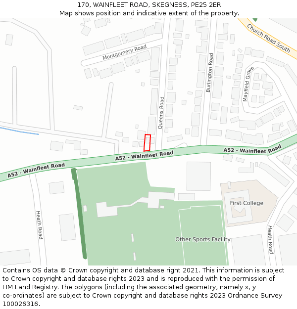 170, WAINFLEET ROAD, SKEGNESS, PE25 2ER: Location map and indicative extent of plot