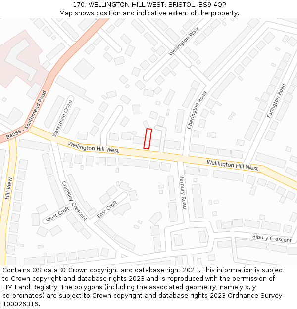 170, WELLINGTON HILL WEST, BRISTOL, BS9 4QP: Location map and indicative extent of plot