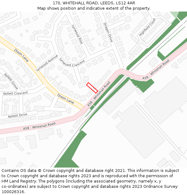 170, WHITEHALL ROAD, LEEDS, LS12 4AR: Location map and indicative extent of plot