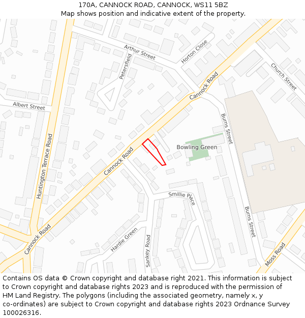 170A, CANNOCK ROAD, CANNOCK, WS11 5BZ: Location map and indicative extent of plot