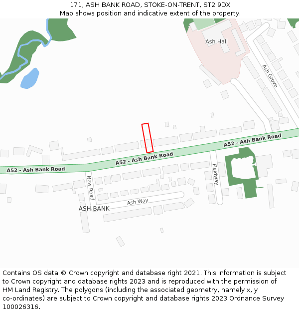 171, ASH BANK ROAD, STOKE-ON-TRENT, ST2 9DX: Location map and indicative extent of plot