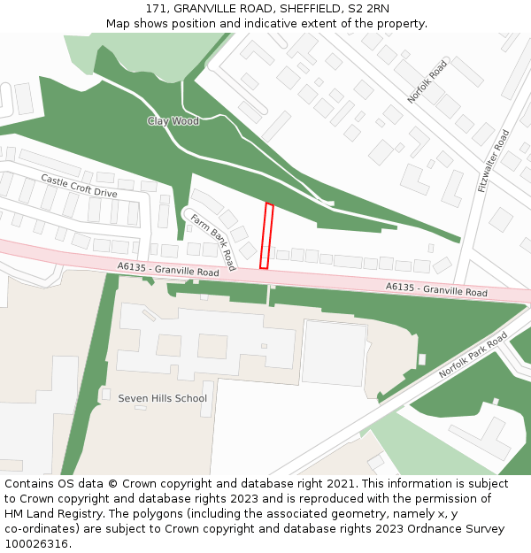 171, GRANVILLE ROAD, SHEFFIELD, S2 2RN: Location map and indicative extent of plot