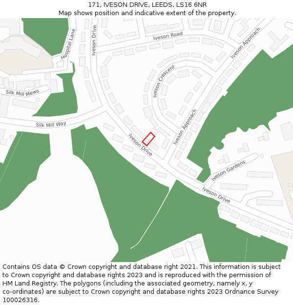 171, IVESON DRIVE, LEEDS, LS16 6NR: Location map and indicative extent of plot