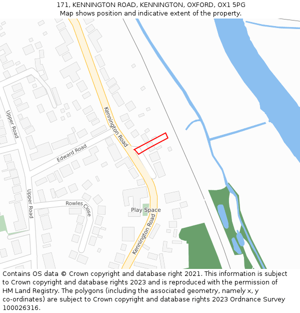 171, KENNINGTON ROAD, KENNINGTON, OXFORD, OX1 5PG: Location map and indicative extent of plot