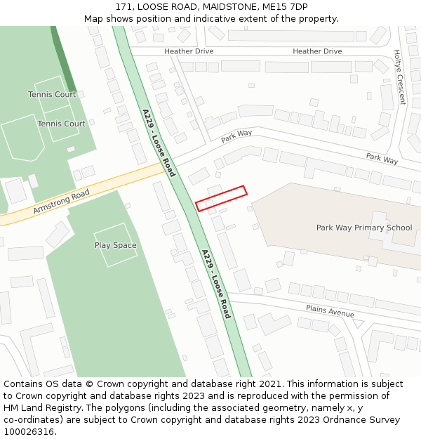 171, LOOSE ROAD, MAIDSTONE, ME15 7DP: Location map and indicative extent of plot