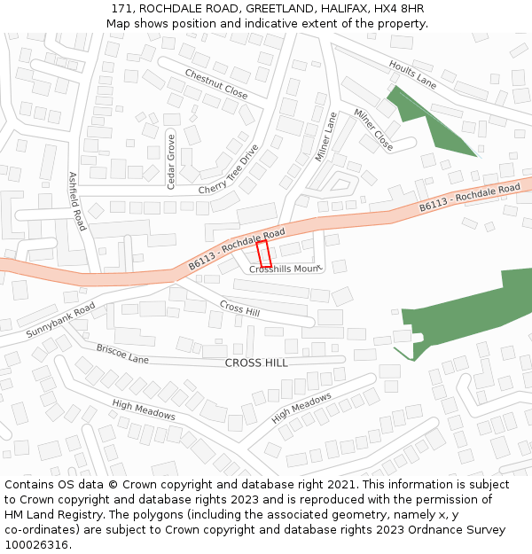 171, ROCHDALE ROAD, GREETLAND, HALIFAX, HX4 8HR: Location map and indicative extent of plot