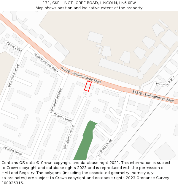 171, SKELLINGTHORPE ROAD, LINCOLN, LN6 0EW: Location map and indicative extent of plot