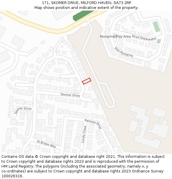 171, SKOMER DRIVE, MILFORD HAVEN, SA73 2RP: Location map and indicative extent of plot