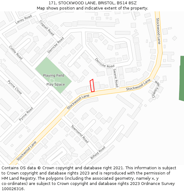 171, STOCKWOOD LANE, BRISTOL, BS14 8SZ: Location map and indicative extent of plot