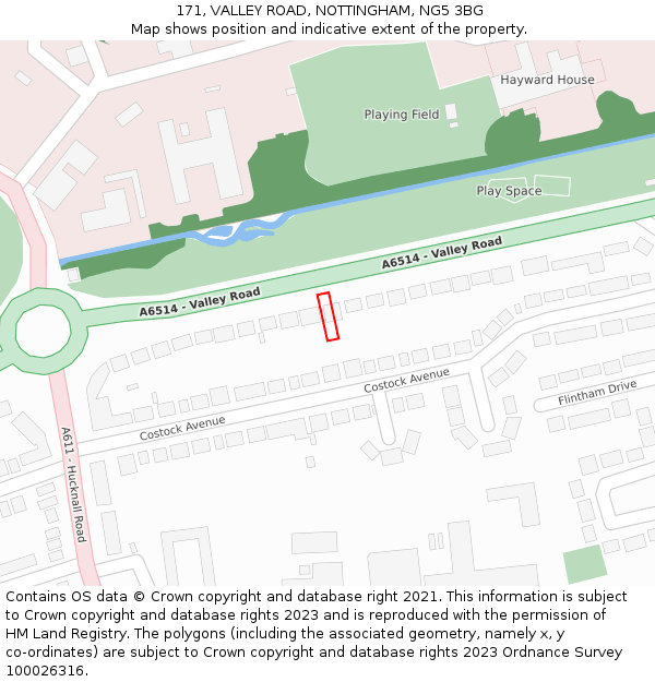 171, VALLEY ROAD, NOTTINGHAM, NG5 3BG: Location map and indicative extent of plot