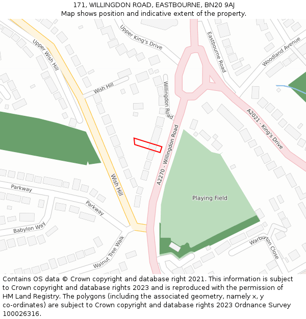 171, WILLINGDON ROAD, EASTBOURNE, BN20 9AJ: Location map and indicative extent of plot