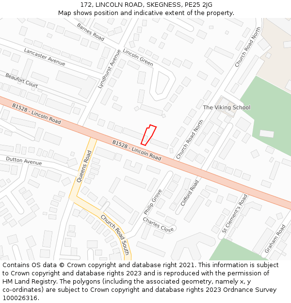 172, LINCOLN ROAD, SKEGNESS, PE25 2JG: Location map and indicative extent of plot