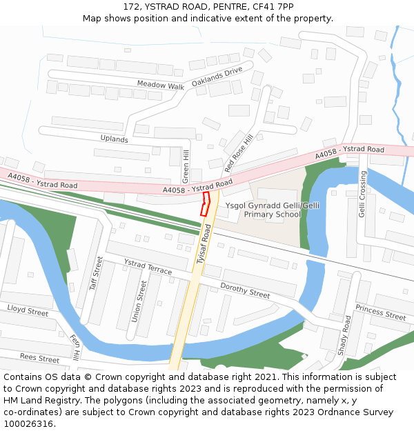 172, YSTRAD ROAD, PENTRE, CF41 7PP: Location map and indicative extent of plot