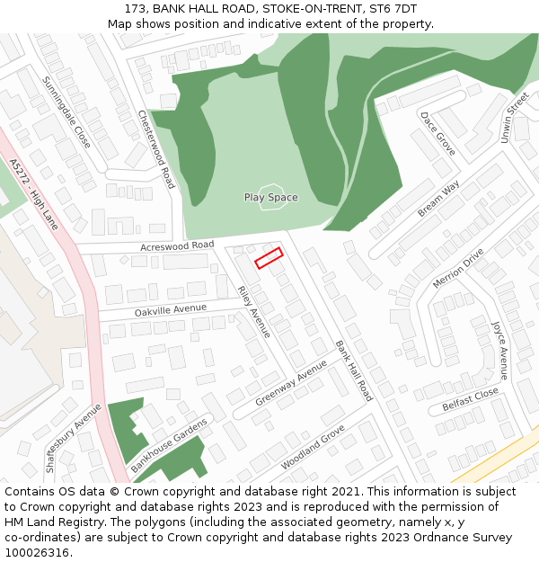 173, BANK HALL ROAD, STOKE-ON-TRENT, ST6 7DT: Location map and indicative extent of plot