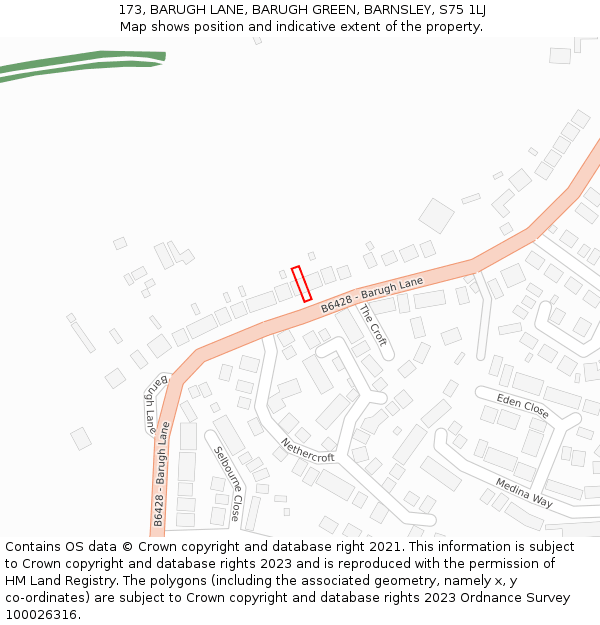173, BARUGH LANE, BARUGH GREEN, BARNSLEY, S75 1LJ: Location map and indicative extent of plot