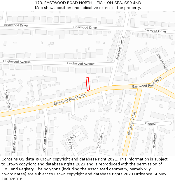 173, EASTWOOD ROAD NORTH, LEIGH-ON-SEA, SS9 4ND: Location map and indicative extent of plot