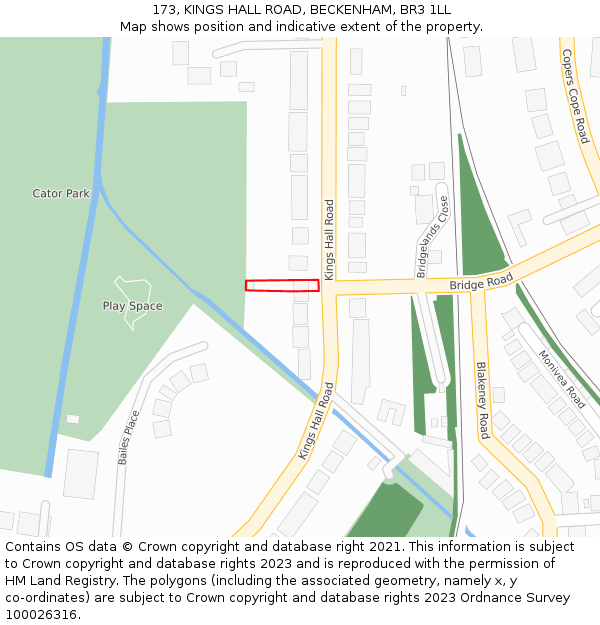 173, KINGS HALL ROAD, BECKENHAM, BR3 1LL: Location map and indicative extent of plot