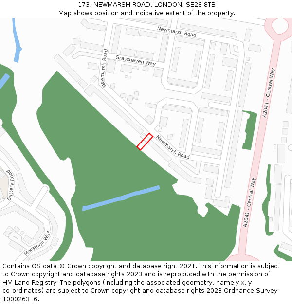 173, NEWMARSH ROAD, LONDON, SE28 8TB: Location map and indicative extent of plot