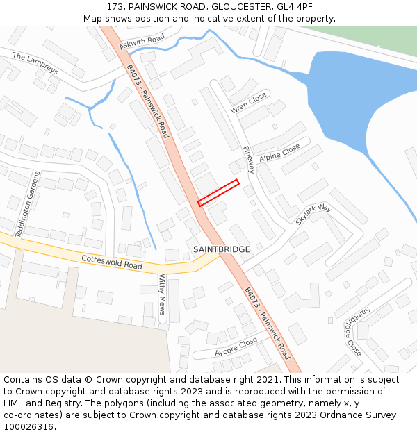173, PAINSWICK ROAD, GLOUCESTER, GL4 4PF: Location map and indicative extent of plot