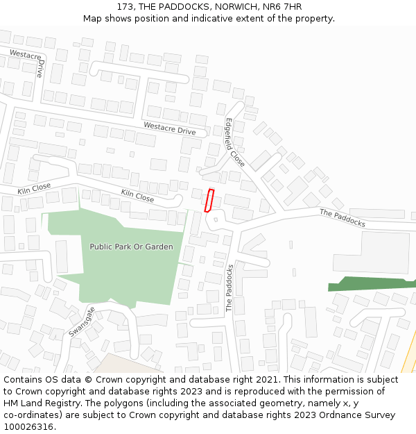 173, THE PADDOCKS, NORWICH, NR6 7HR: Location map and indicative extent of plot