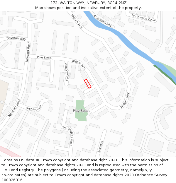 173, WALTON WAY, NEWBURY, RG14 2NZ: Location map and indicative extent of plot