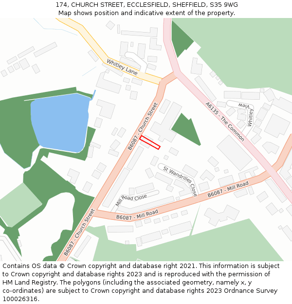 174, CHURCH STREET, ECCLESFIELD, SHEFFIELD, S35 9WG: Location map and indicative extent of plot