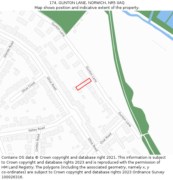 174, GUNTON LANE, NORWICH, NR5 0AQ: Location map and indicative extent of plot