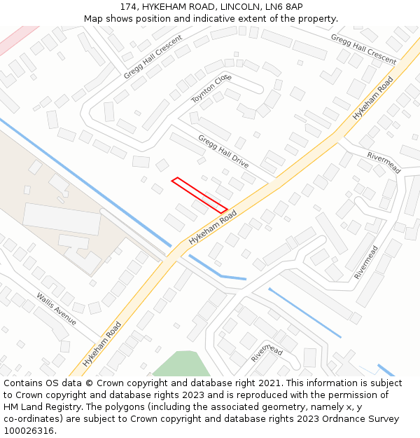 174, HYKEHAM ROAD, LINCOLN, LN6 8AP: Location map and indicative extent of plot