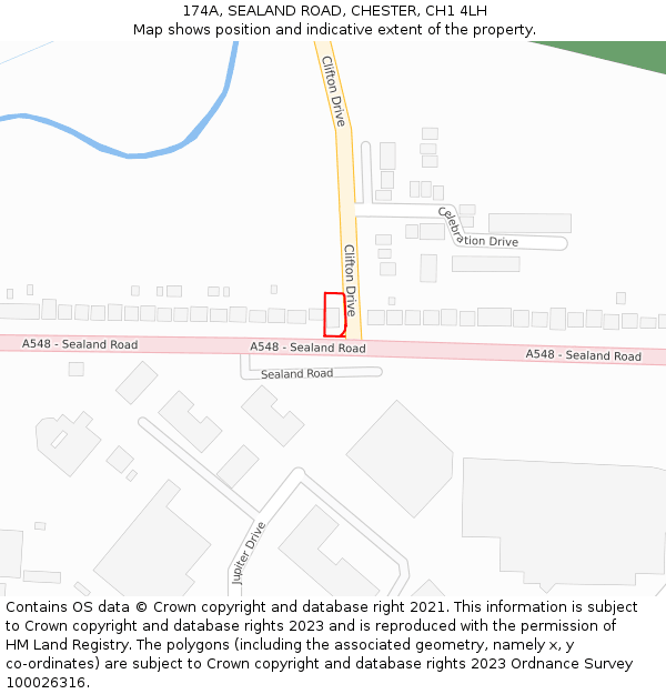 174A, SEALAND ROAD, CHESTER, CH1 4LH: Location map and indicative extent of plot