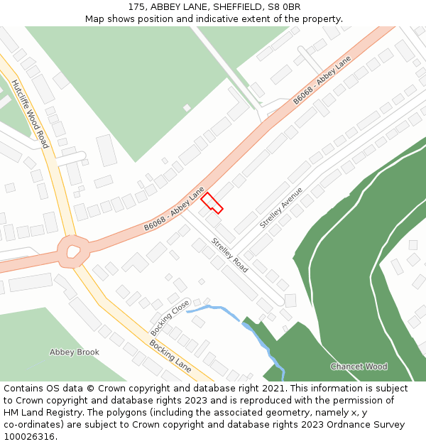 175, ABBEY LANE, SHEFFIELD, S8 0BR: Location map and indicative extent of plot