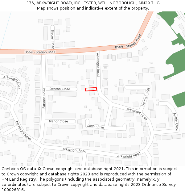 175, ARKWRIGHT ROAD, IRCHESTER, WELLINGBOROUGH, NN29 7HG: Location map and indicative extent of plot